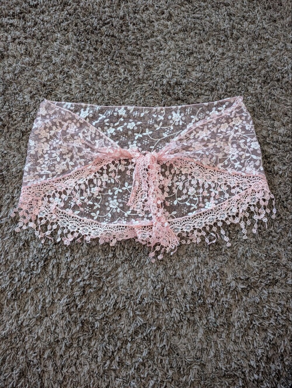 Sheer Sparkly Pink Coquette Lace Wrap